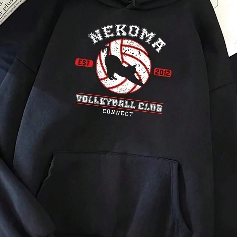 Oya Oya Oya Haikyuu Japan Anime Teen Student Boy Hoodie Men Women Cartoon Nekoma Graphic Streetwear Kuroo Volleyball Swe - 黑色 - 查看 1