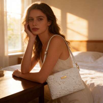 Floral Hollow-Out Shoulder Bag - Delicate Ethereal Design Crossbody Bag - Fresh Minimalist Lace Exquisite Small Handbag