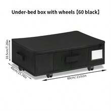 1pc Thickened Non-Woven Fabric Foldable Underbed Storage Box With Wheels, Large Capacity Clothes Storage Bin, Mobile Storage Rack - Black - View 10