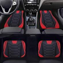 4pcs Car Floor Mat, Multi-Purpose Non-Slip Car Floor Mat, Universal Car Interior Accessories For Women & Men - 4pcs Black and Red - View 8