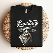 T-shirt femme Impression T-shirt homme Chemise de costume Hisch Alpen Edelweiss Lettering Lausbua Bavière - Noir - Voir 3