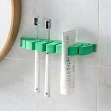 1个无孔壁挂式化妆刷架，美容刷具清洁晾干架，浴室牙刷收纳架 - 彩色 - 查看 5