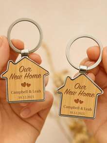 Personalized New Home Keychains, Valentine's Day Gifts, Housewarming Souvenirs, Durable Ring Keychains, Housewarming Gifts, Commemorative Keychains, Elegant Keychains - Multicolor - View 3