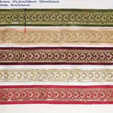 Dây ren thêu dài 3 thước Anh (3 Yards) với chỉ kim loại, thích hợp cho đồ dùng gia đình tự làm, quần áo, túi xách, viền váy, đồ thủ công và vật liệu may vá. - 274 cm / 108 inch - Xem 1