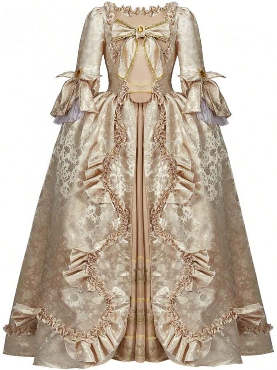 Victorian Ball Gown Dress For Women - 18th Century Rococo Style - Gold - View 1