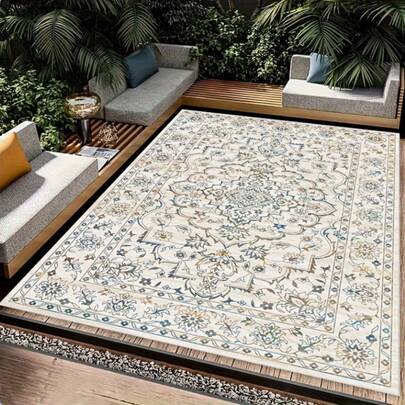 1pc, 850g/㎡ Polyester Fiber Area Rug - Square Patio Garden Mat, UV-Resistant, Anti-Slip, Balcony Villa Moisture-Proof Doormat