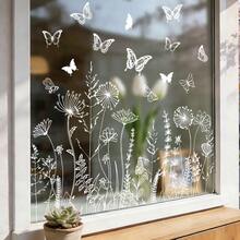 1/4pcs White Floral Butterfly Static Window Clings Removable Non Adhesive Glass Decals For Storefront Living Room Spring Home Decor Anti Collision Window Stickers - ملصقات نوافذ على شكل فراشات - مشاهدة 7