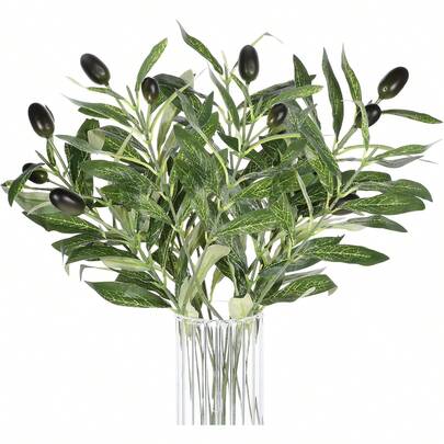 Artificial Plants Olive Tree Branches, 11 Inch Faux Olive Tree 2 Forks Greenery Stems, Faux Leaves Plants For Centerpieces Decor Wedding Greenery Home Party Decor