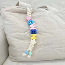 1 pieza Llavero tejido a mano personalizado, estrella de acrílico, cuentas de letras de acrílico, regalo tejido a mano personalizado, colgante de mochila, regalo de cumpleaños, regalo de vuelta a la escuela, regalo del Día de San Valentín - Llavero de cuerda trenzada - Ver 21