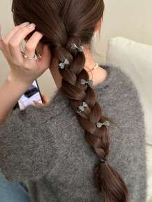 5个/套 水钻蝴蝶结发夹，迷你发卡，适合女孩，侧刘海发夹 - 彩色 - 查看 2