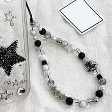 1pc Unisex Black & White Minimalist Portable Multifunctional Phone Lanyard, Bag Charm, Daily Accessory - Autumn New Arrival, Suitable For All Year Round - Black - View 5