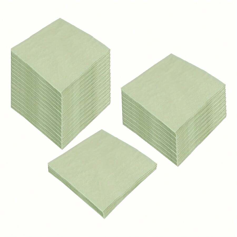 Bộ 20/40/60/80 khăn giấy cocktail màu xanh bạc hà - Khăn giấy ăn dùng một lần 2 lớp, thích hợp cho đám cưới, sinh nhật, kỷ niệm, lễ tốt nghiệp, Giáng sinh, Halloween, Lễ Phục sinh và nhiều dịp khác, kích thước 5"X5" (khi gấp lại) - màu xanh lá - Xem 1