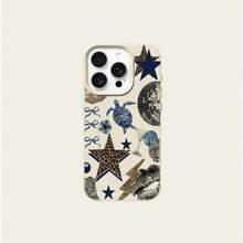 1pc TPU Material Cute Leopard Print, Sea Turtle, Star, Disco Collage Pattern Phone Case, Compatible With IPhone 17 Pro Max/17/16 Pro Max/15/13/12/11, S20 FE/A15/S24/A55, Note 11/12/13 Pro, Full-Body Shockproof Soft Protective Cover,International Version, Not The Domestic Version - White - View 5