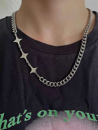 1PC Hip-Hop Punk Style Street Collar Necklace, Fashionable, Unique, And Versatile Chain Necklace, Women's Everyday Accessory, Couple's Necklace