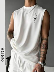 GRDR 男士夏季印花圆领休闲背心 - 白色 - 查看 6