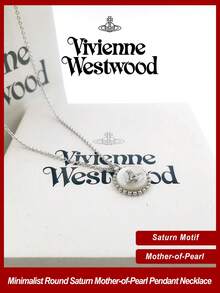 Vivienne Westwood Neyla Collection Round Saturn White Pendant Necklace Silver Tone, Brass - 銀色 - 查看 1