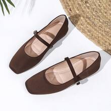 新款复古法式玛丽珍平底芭蕾舞鞋 - 咖色 - 查看 15