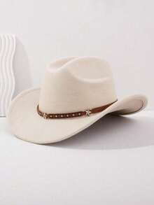 1顶返校牛仔帽，男女通用柔软羊毛毡西部帽，皮带扣牛仔帽，适合圣诞节、万圣节、节日派对、日常休闲等场合。 - 款式1 - 查看 10