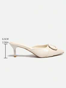 Tacones de aguja de efecto terciopelo con adornos para mujer, tacones de gatito - Beis - Ver 8