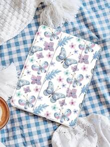 Floral & Butterfly Pattern Painted Tablet Case, Compatible With IPad Mini 4/5/6/7, Air, 9.7/10.2/10.5, Air 4/5, Pro 11", 10th Gen, Air 11" (M3) 2025, 11" 11th Gen 2025, Galaxy Tab A8 10.5" 2022. Includes Pencil Slot, Tri-Fold Stand, TPU Soft Edge Protection, Magnetic Sleep/Wake, Stylish Designs. - Multicolor - View 1