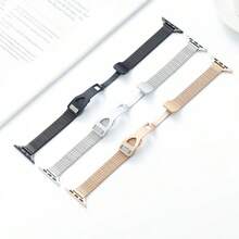 麦穗网状磁扣表带，不锈钢女士表带 - 銀色[雙保卡扣] - 查看 2