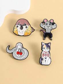 1PC Chibi Animal Tree Enamel Pins Self-Care Badges Metal Brooches Fashion Lapel Badge Backpack Clothes Jewelry Bag Pins Imperdible Graduation Gift - Multicolor - View 4