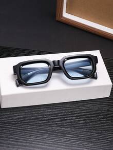 1 PC Men's Classic Style Square Fashion Glasses Solid Color Polycarbonate Frame Casual Versatile Lightweight Suitable For Outdoor Travel And Party Outfits, With Glasses Box - Multicolor - View 4