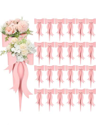 5pcs Elegant Kraft Paper Flower Gift Boxes With Decorative Ribbon Bow - Ideal For Valentine's Day, Christmas, Mother's Day, Graduation | White, Beige And Purple Single Rose Packaging Gift Boxes