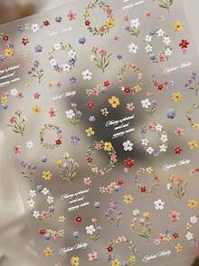 1件装 新款春季花环 3D 立体浮雕精致花束美甲贴纸 - 彩色 - 查看 3