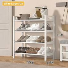 4-Tier Stackable Shoe Rack, Household Storage Organizer, Free Standing Shelf For Entryway, Bedroom And Closet, Holds Multiple Pairs Of Shoes, Space-Saving Shoe Storage Shelf - 白色 - 查看 3