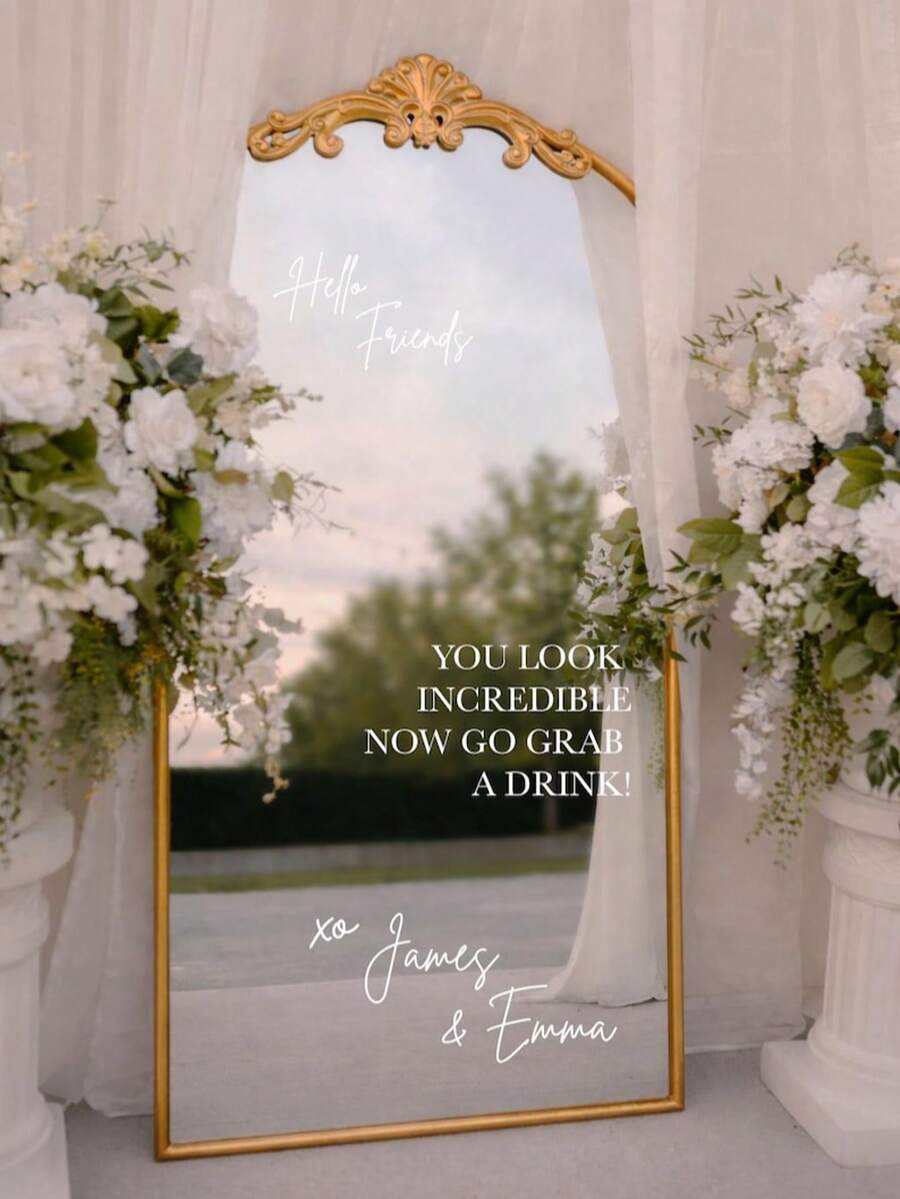 Welcome Wedding Sign, Vinyl Mirror Decal, Customized Wedding Decor, Engagement Party Mirror Decal, Suitable For Wedding, Reception Welcome Sign - Multicolor - View 1