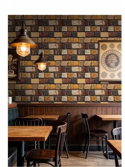 1卷（1米/3米/5米）复古砖纹墙纸，可移除自粘墙纸，乙烯基墙纸，适用于DIY家居装饰、房间背景、卧室、厨房、客厅、浴室、橱柜、家具翻新