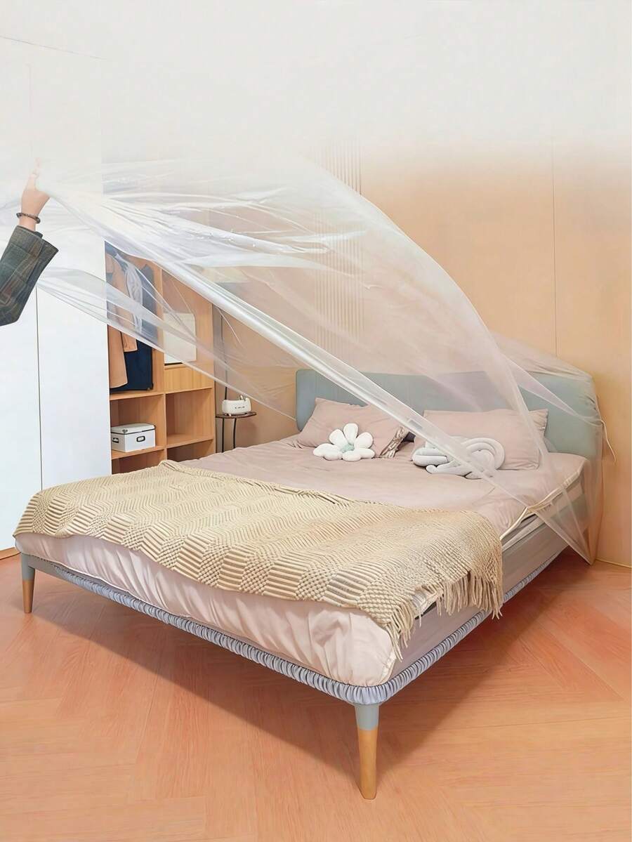 1个一次性家具防尘罩，防尘布，带胶带的防尘膜，塑料防尘罩，家用床和沙发防尘罩，桌子罩 - 多色 - 查看 1