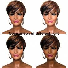 Ombre Synthetic Short Straight Bob Wig With Bangs For Women - Two-Tone - View 5