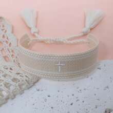 1pc Embroidered Cross Creative Woven Bracelet - Apricot - View 3
