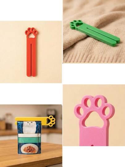 1pc Open-Style Pet Food Dispenser, Suitable For Various Food Bags, Portable Cat-Shaped Paste Dispenser, Ergonomic Handle Design, Durable PETG Material, Easy To Operate And Clean