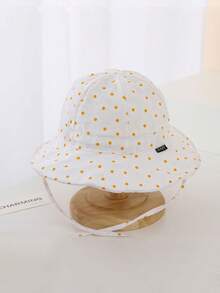 1pc Baby Kids Wide Brim Sun Protection Bucket Cap, Polka Dot Bucket Hat With Chin Strap For Summer Outdoor Beach Vacation & Travel - Polka Dot Fisherman's Hat - View 10