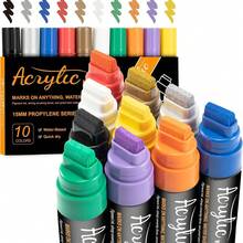 15mm Wide Acrylic Paint Marker Pens - 10 Vibrant Colors & 12 Metallic Colors, High Coverage, Large Ink Capacity, Layering Function, Suitable For Bold Graffiti And Art Creation - Sets - View 8