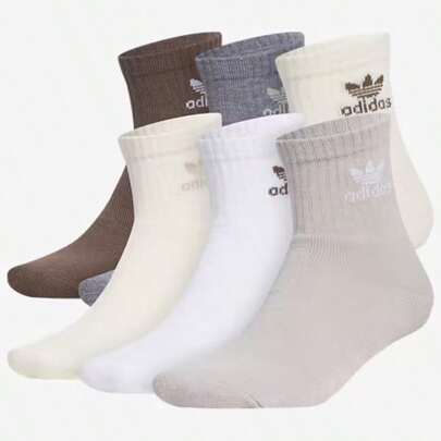  Adidas Originals Trefoil 6 Pack Quarter Socks IU8076/IR3693