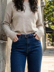 Women's Set Of Belts With Metallic Roller Buckle In Minimalist Faux Leather - 黑/綠/米色/藍 - 查看 5