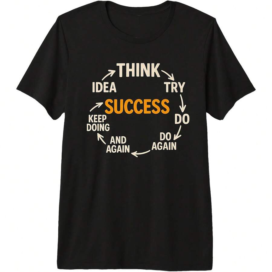 Do Again And Again - Motivational Quotes Posit Vibes Pm T-Shirt All Seasons,220g Pure Cotton Single-Sided Printed Crew Neck Short-Sleeved T-Shirt,Unisex Top,Base Layer - 顏色5 - 查看 1