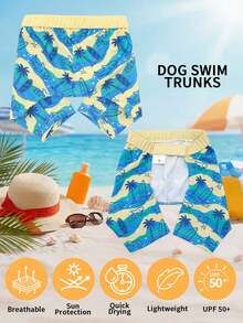 1pc Durable & Comfortable Dog Swimming Trunks - Quick Dry, Adjustable Waist Shorts With UV Protection Function, Suitable For Beach, Pool And Outdoor Activities - Multicolor - View 6