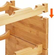 Estante apilable de bambú para el estante de vino - 36 botellas - Ver 3