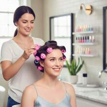 10pcs Silicone Sleep Wave Curlers, DIY Wave Hairstyle Tools, Soft Magic Mushroom Curlers, Slouchy Curl No Heat Mushroom Curlers - A - View 5