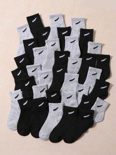 10 Pairs Kids' Solid Color Pattern Casual Sports Mid-Calf Socks, Comfortable Breathable, Skin-Friendly Mid-Calf Socks, Fashionable Versatile Solid Color Socks, Suitable For Daily Wear Back To School Season