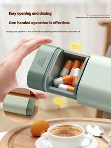 1个便携式药盒 - 多隔层旅行药盒，密封性好，小巧耐用，简约设计，适合日常/旅行用药收纳，多种颜色可选，随时可用 - 查看 2