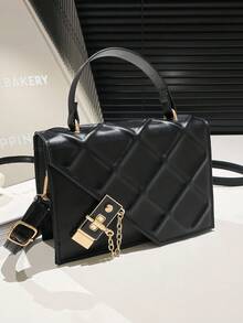 Bolso de mano minimalista y de textura de moda, nuevo bolso de hombro y cruzado personalizado y con estilo para mujer - Negro - Ver 6