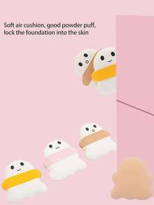 3pcs Air Cushion Powder Puff Super Soft Mini Makeup Sponge Finger Makeup Puff Cute Ghost Shaped Makeup Puff Powder Puff Foundation Make-Up Soft Air Cushion Makeup Puff Dry Wet Dual-Use Powder Beauty Egg Sponge - Multicolor - View 3