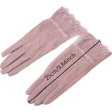 1 Pair Of Summer Ice Silk Thin Anti-Slip Finger-Separated Women's Cycling UV Protection Gloves For Driving - 粉色 - 查看 8
