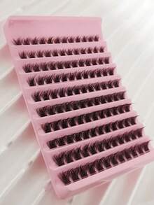 120PCS Eyelash Extensions Wispy Natural DIY C Curl Individual Lashes Clusters Black 10-16mm - C - View 3